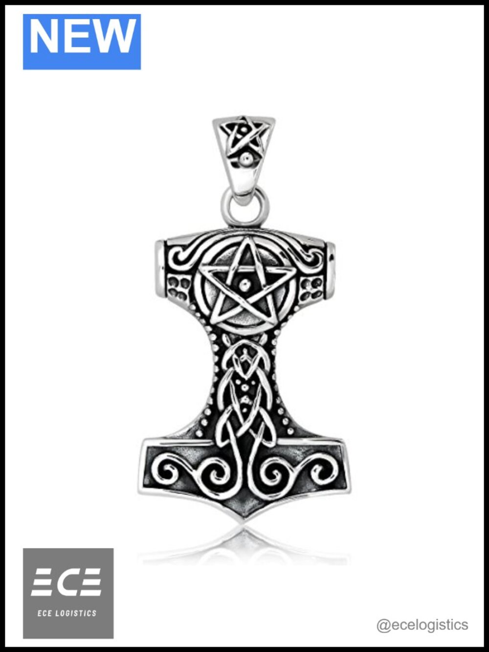 Sterling Silver 925 Mjolnir Thor Hammer Pendant Necklace Viking Amulet